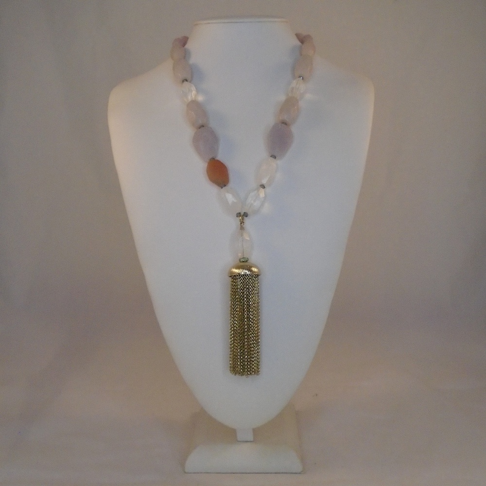 LYDELL NYC CHUNKY ACRYLIC LARGE GOLD METAL TASSEL